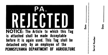 Pa. Rejected Paper Tag