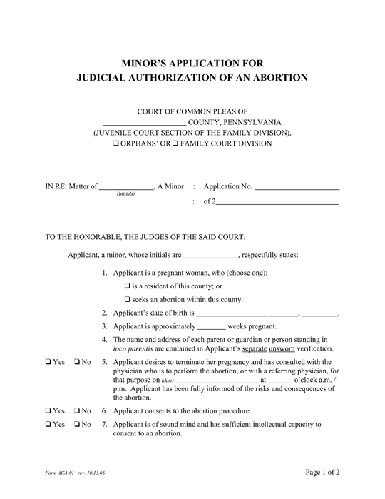 AUTHORIZATION OF AN ABORTION